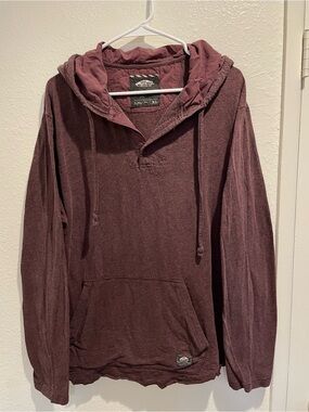 Vans Off The Wall Lightweight Henley Hoodie Distressed Maroon XL
